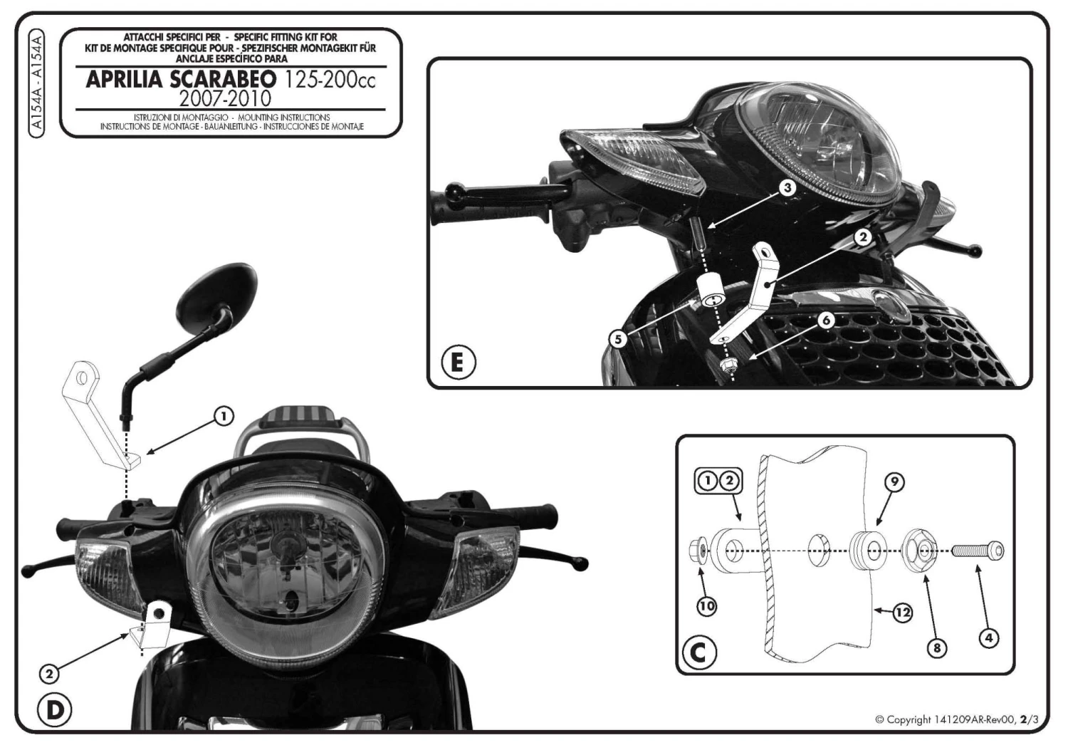 Givi 154A Windshield For Aprilia Scarabeo 200 (2007-2011) 3 Givi 154A Windshield For Aprilia Scarabeo 200 (2007-2011) - Image 3