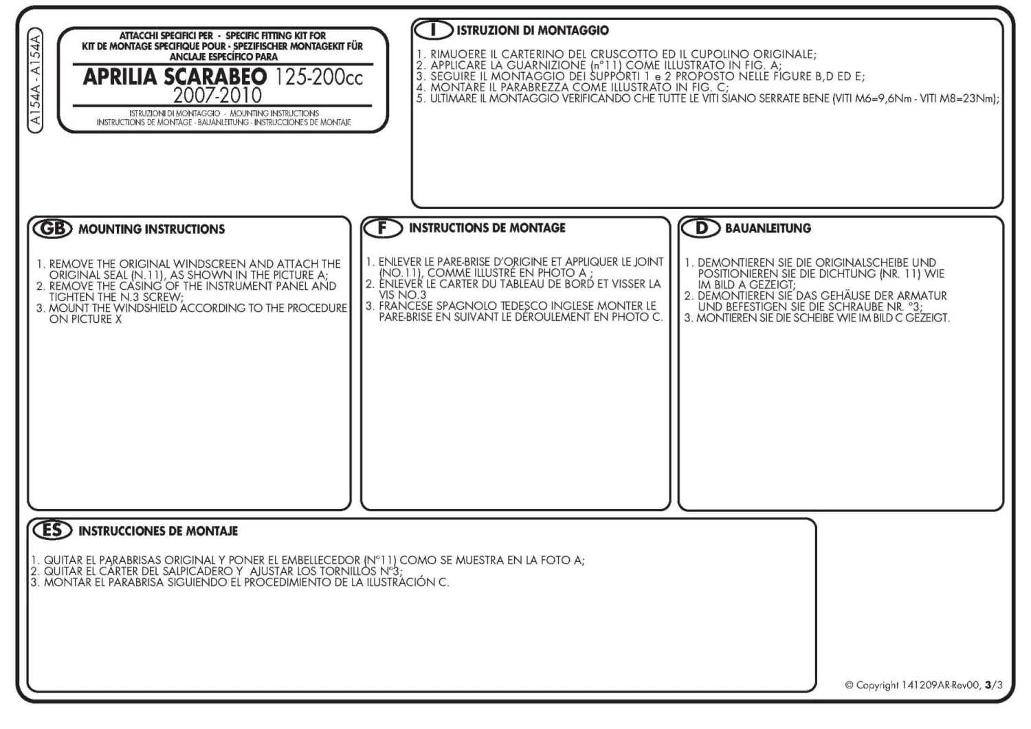 Givi 154A Windshield For Aprilia Scarabeo 200 (2007-2011) 4 Givi 154A Windshield For Aprilia Scarabeo 200 (2007-2011) - Image 4