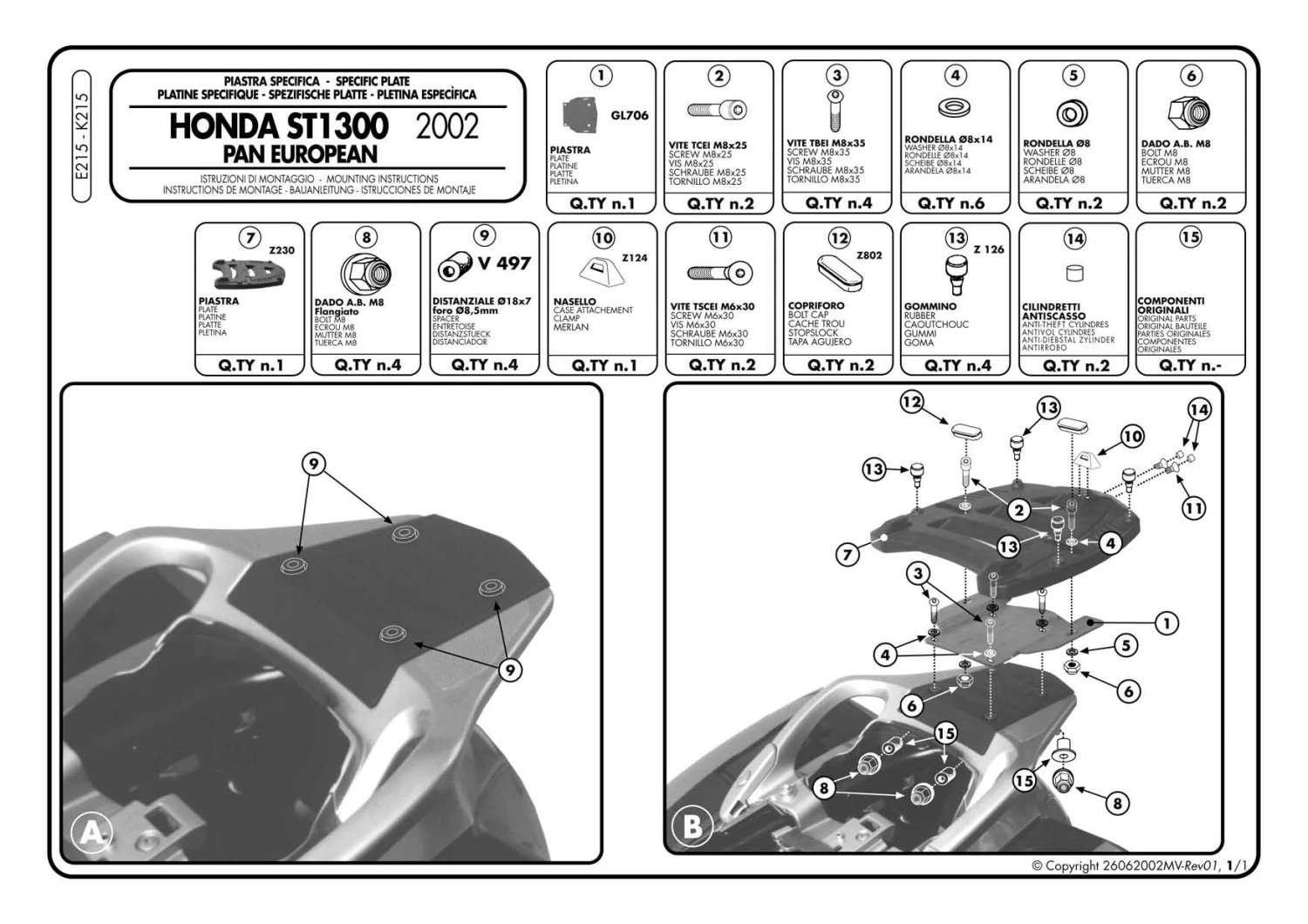 Givi E215 Top Box Adapter Plate Monokey For Honda ST1300 '02-'14 2 Givi E215 Top Box Adapter Plate Monokey For Honda ST1300 '02-'14 - Image 2