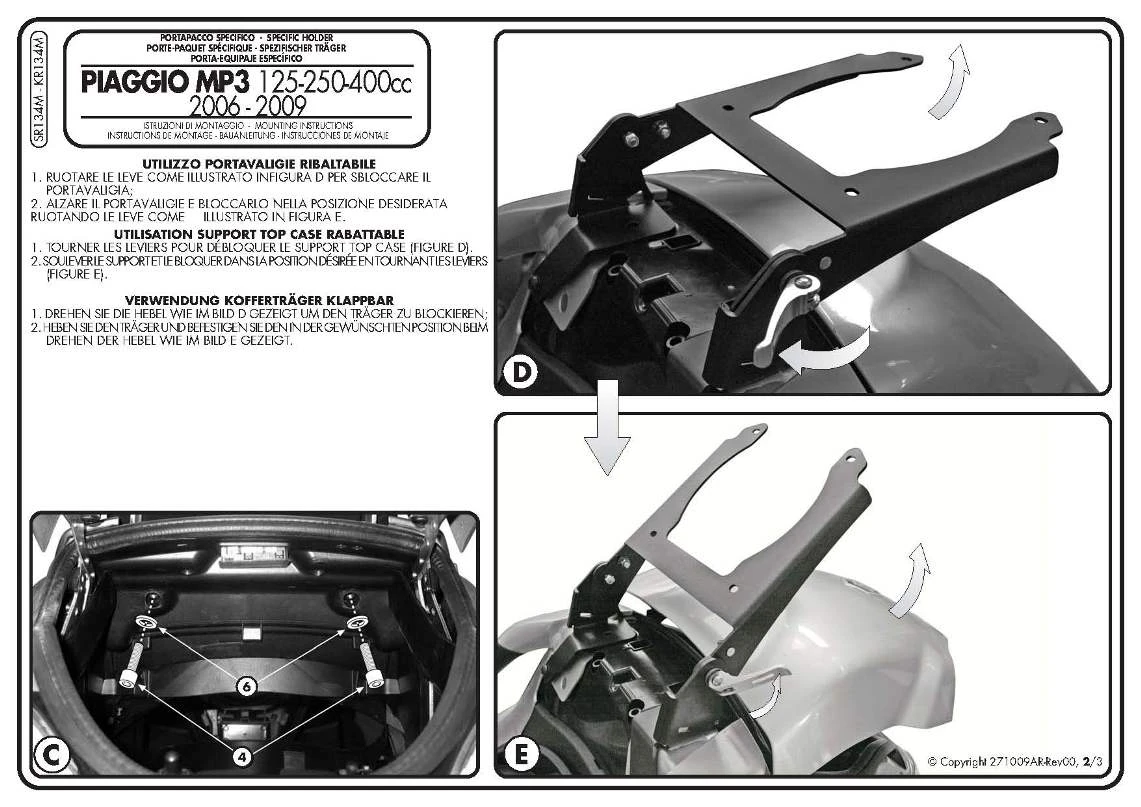 Givi SR134M Specific Rack For For Piaggio MP3 250 & 400 3 Givi SR134M Specific Rack For For Piaggio MP3 250 & 400 - Image 3