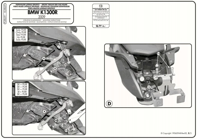 Givi PLXR691 V35 Rapid Release Sidearms For BMW K1200R (2005-2008) / K1300R (2009-) 3 Givi PLXR691 V35 Rapid Release Sidearms For BMW K1200R (2005-2008) / K1300R (2009-) - Image 3