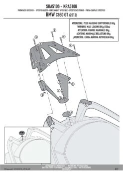 Givi SRA5106 Topcase Mounting Hardware For BMW C650GT (2012-current) 7 Givi SRA5106 Topcase Mounting Hardware For BMW C650GT (2012-current) -MotorVision Store SRA5106 fi 2
