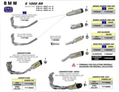 Arrow 71118CKZ Competition "EVO" Exhaust For BMW S1000RR (2009-2014) -MotorVision Store arrow 71118ckz competition evo full exhaust schematic