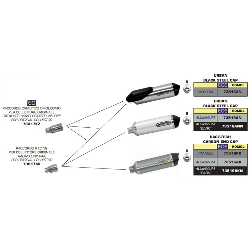 Arrow 73516AKN Race-Tech Exhaust, Aluminum Dark For Kymco Xciting 400i (2018-) 2 Arrow 73516AKN Race-Tech Exhaust, Aluminum Dark For Kymco Xciting 400i (2018-) - Image 2