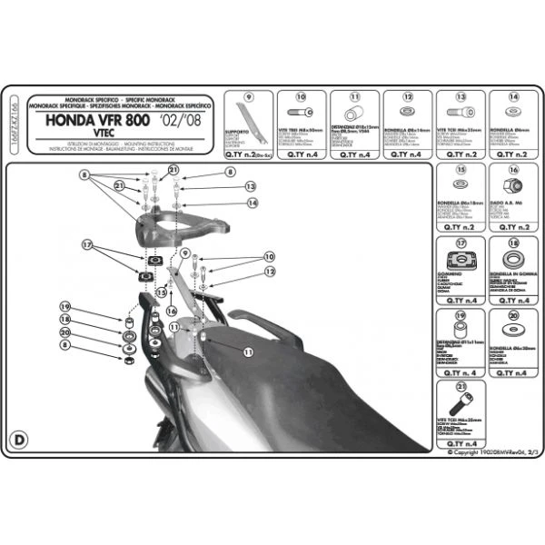Givi 166FZ Monorack Sidearms For Honda VFR800 Interceptor (2002-2011) 3 Givi 166FZ Monorack Sidearms For Honda VFR800 Interceptor (2002-2011) - Image 3