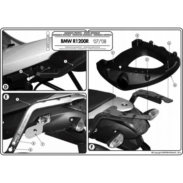 Givi 688FZ Monorack Sidearms For BMW R1200R '06-'10 3 Givi 688FZ Monorack Sidearms For BMW R1200R '06-'10 - Image 3