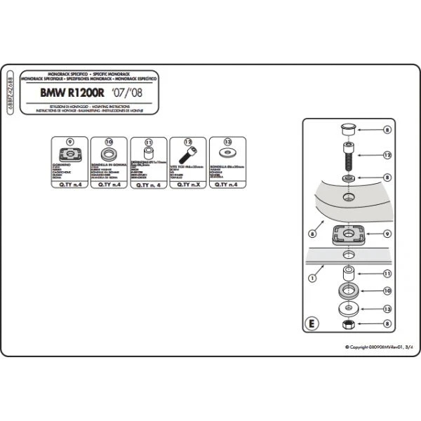 Givi 688FZ Monorack Sidearms For BMW R1200R '06-'10 4 Givi 688FZ Monorack Sidearms For BMW R1200R '06-'10 - Image 4