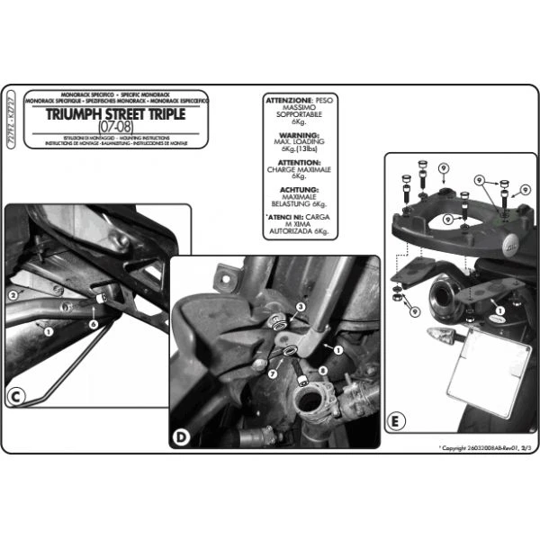 Givi 727FZ Monorack Sidearms For Truimph Street Triple 675 '07-'11 3 Givi 727FZ Monorack Sidearms For Truimph Street Triple 675 '07-'11 - Image 3