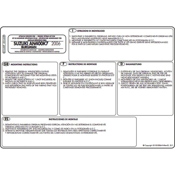 Givi D266Kit Windshield Fitting Kit For Suzuki AN400 '07-up 3 Givi D266Kit Windshield Fitting Kit For Suzuki AN400 '07-up - Image 3