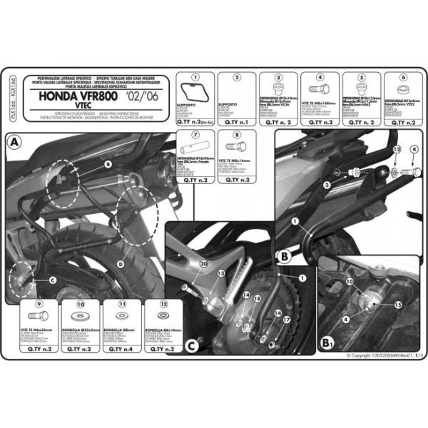 Givi PLX166 V35 Sidecase Hardware For Honda VFR800 Vtec (2002-2011) 2 Givi PLX166 V35 Sidecase Hardware For Honda VFR800 Vtec (2002-2011) - Image 2