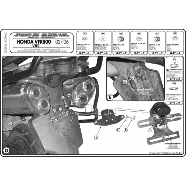 Givi PLX166 V35 Sidecase Hardware For Honda VFR800 Vtec (2002-2011) 3 Givi PLX166 V35 Sidecase Hardware For Honda VFR800 Vtec (2002-2011) - Image 3