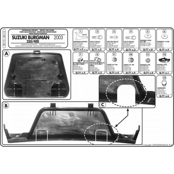 Givi SR115 Specific Rack For Burgman 250-400 '03-'06 2 Givi SR115 Specific Rack For Burgman 250-400 '03-'06 - Image 2
