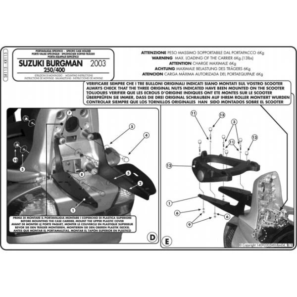 Givi SR115 Specific Rack For Burgman 250-400 '03-'06 3 Givi SR115 Specific Rack For Burgman 250-400 '03-'06 - Image 3