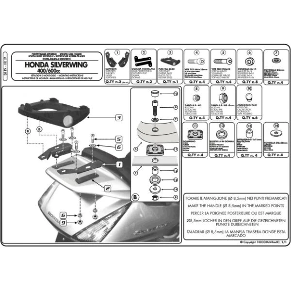 Givi SR19M Specific Rack For Honda Silver Wing 400 '06-'09 / 600 01'-'09 And SW-T 400-600 '09-'16 2 Givi SR19M Specific Rack For Honda Silver Wing 400 '06-'09 / 600 01'-'09 And SW-T 400-600 '09-'16 - Image 2
