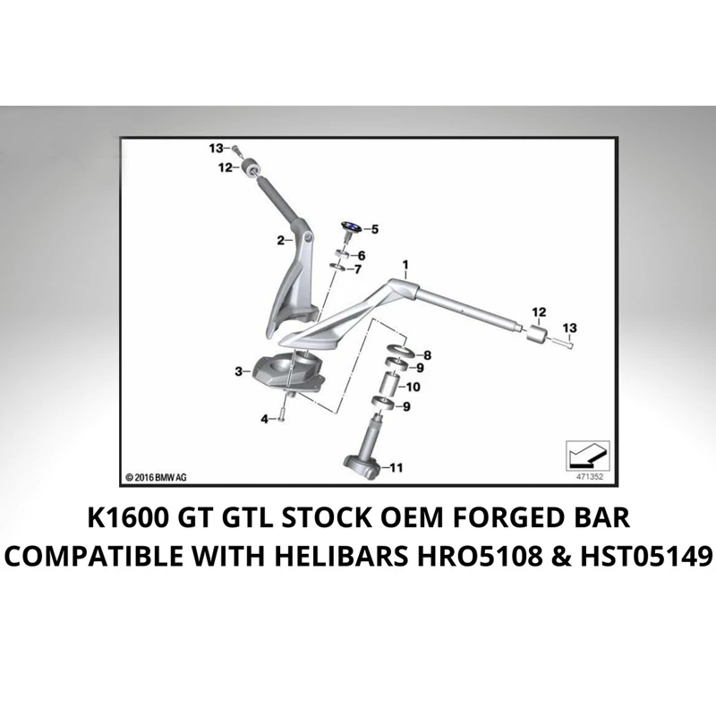 Helibars HR05108 Tour Performance Handlebar Risers For BMW K1600 GT/K1600 GTL '11- 2 Helibars HR05108 Tour Performance Handlebar Risers For BMW K1600 GT/K1600 GTL '11- - Image 2