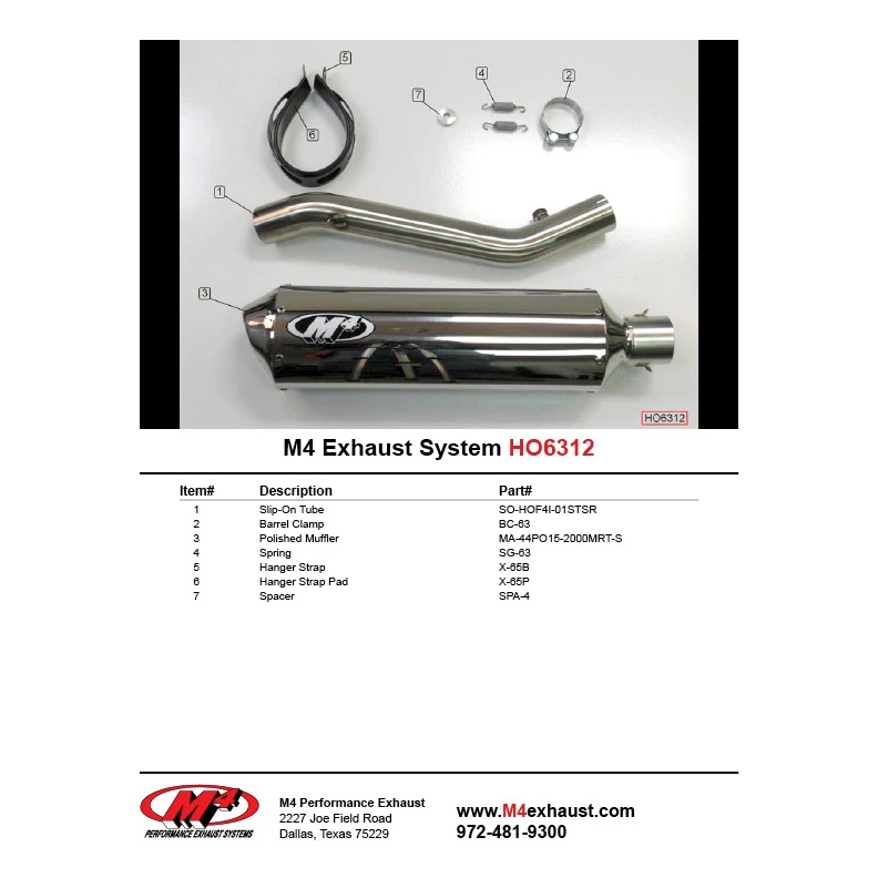 M4 HO6312 Standard Slip-On Exhaust With Polished Muffler For Honda CBR600 F4i 01-03 2 M4 HO6312 Standard Slip-On Exhaust With Polished Muffler For Honda CBR600 F4i 01-03 - Image 2