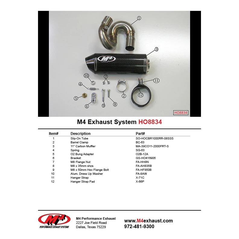 M4 HO8834 Street Slayer Slip-On Exhaust With Carbon Muffler For Honda CBR1000RR (2008-2016) 3 M4 HO8834 Street Slayer Slip-On Exhaust With Carbon Muffler For Honda CBR1000RR (2008-2016) - Image 3