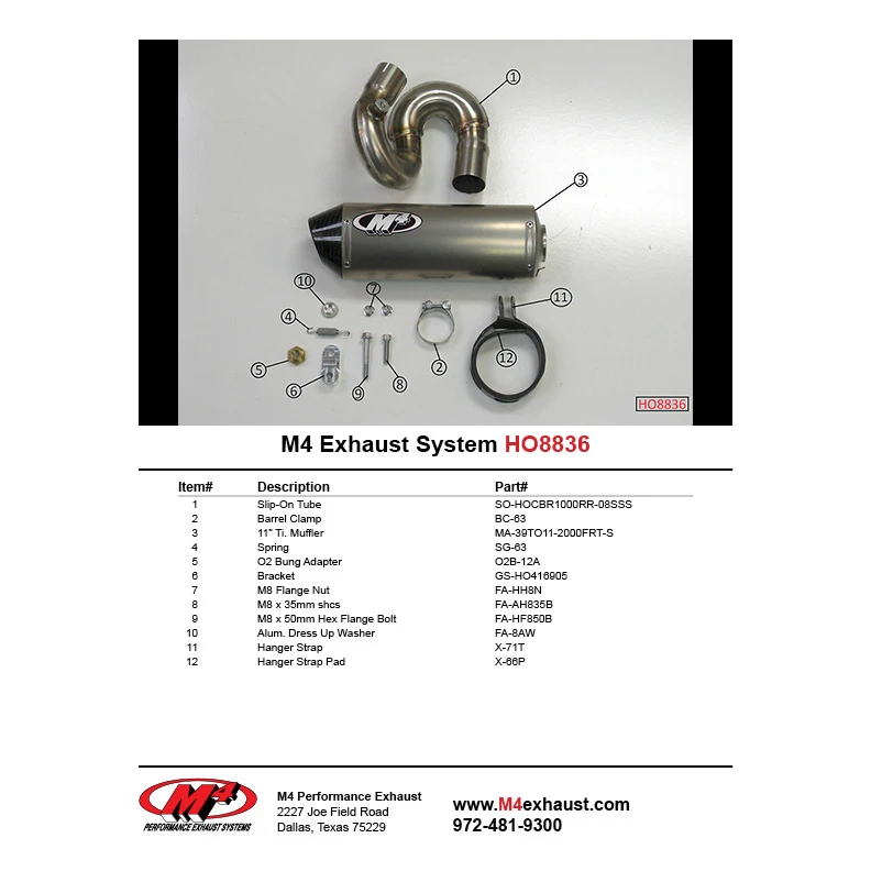 M4 HO8836 Street Slayer Slip-On Exhaust With Titanium Muffler For Honda CBR1000RR (2008-2016) 3 M4 HO8836 Street Slayer Slip-On Exhaust With Titanium Muffler For Honda CBR1000RR (2008-2016) - Image 3