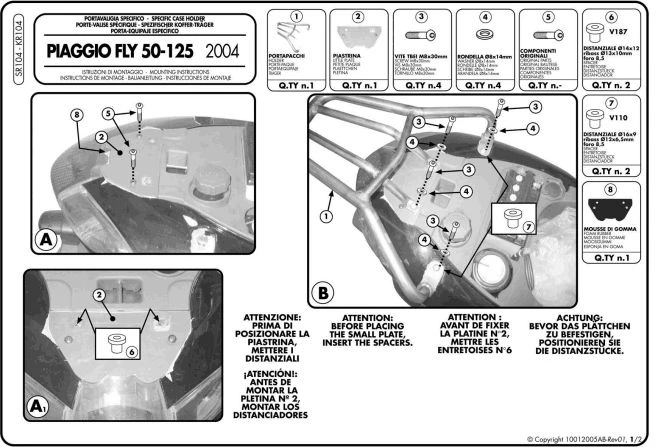 Givi SR104 Specific Rack For Piaggio Fly 50 125 150 (2004-2009) 2 Givi SR104 Specific Rack For Piaggio Fly 50 125 150 (2004-2009) - Image 2