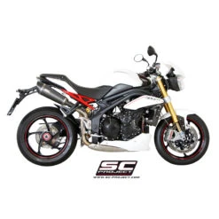 SC-Project T05-34C Dual Carbon Conic High Mount Exhaust Triumph Speed Triple / R (2011-2015) -MotorVision Store sc project t05 34cal carbon conic high exhaust image3