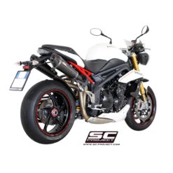 SC-Project T05-34C Dual Carbon Conic High Mount Exhaust Triumph Speed Triple / R (2011-2015) -MotorVision Store sc project t05 34cal carbon conic high exhaust image5