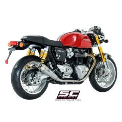 SC-Project T11-D37A Dual Conic Exhaust For Triumph Thruxton 1200 / R (2016-) -MotorVision Store sc project t11 d37aal conic exhaust image4