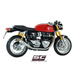SC-Project T11-D37A Dual Conic Exhaust For Triumph Thruxton 1200 / R (2016-) -MotorVision Store sc project t11 d37aal conic exhaust image5