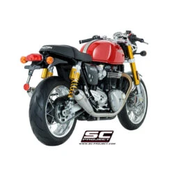 SC-Project T11-D37A Dual Conic Exhaust For Triumph Thruxton 1200 / R (2016-) -MotorVision Store sc project t11 d37aal conic exhaust image6